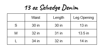 13 oz Selvedge Denim